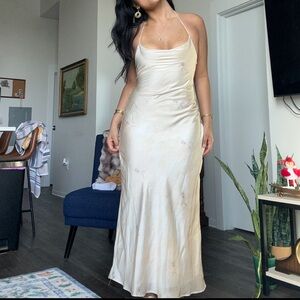 Zara Cream Backless Slip Dress